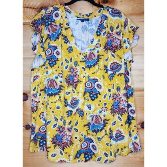 RACHEL Rachel Roy Tops - Rachel Roy Label 3X Blouse Cute Feminine Floral Yellow Cute Plus Size Top